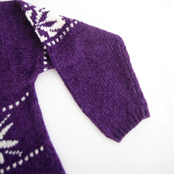 Vintage Separates Scene Purple Turtle Neck Knit Sweater w Snowflake Design L - Picture 2 of 11
